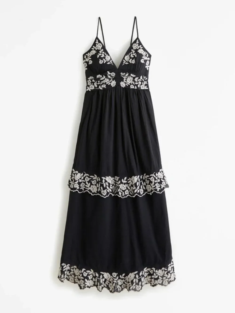 Abercrombie & Fitch Tiered Ruffle Maxi Dress in Black